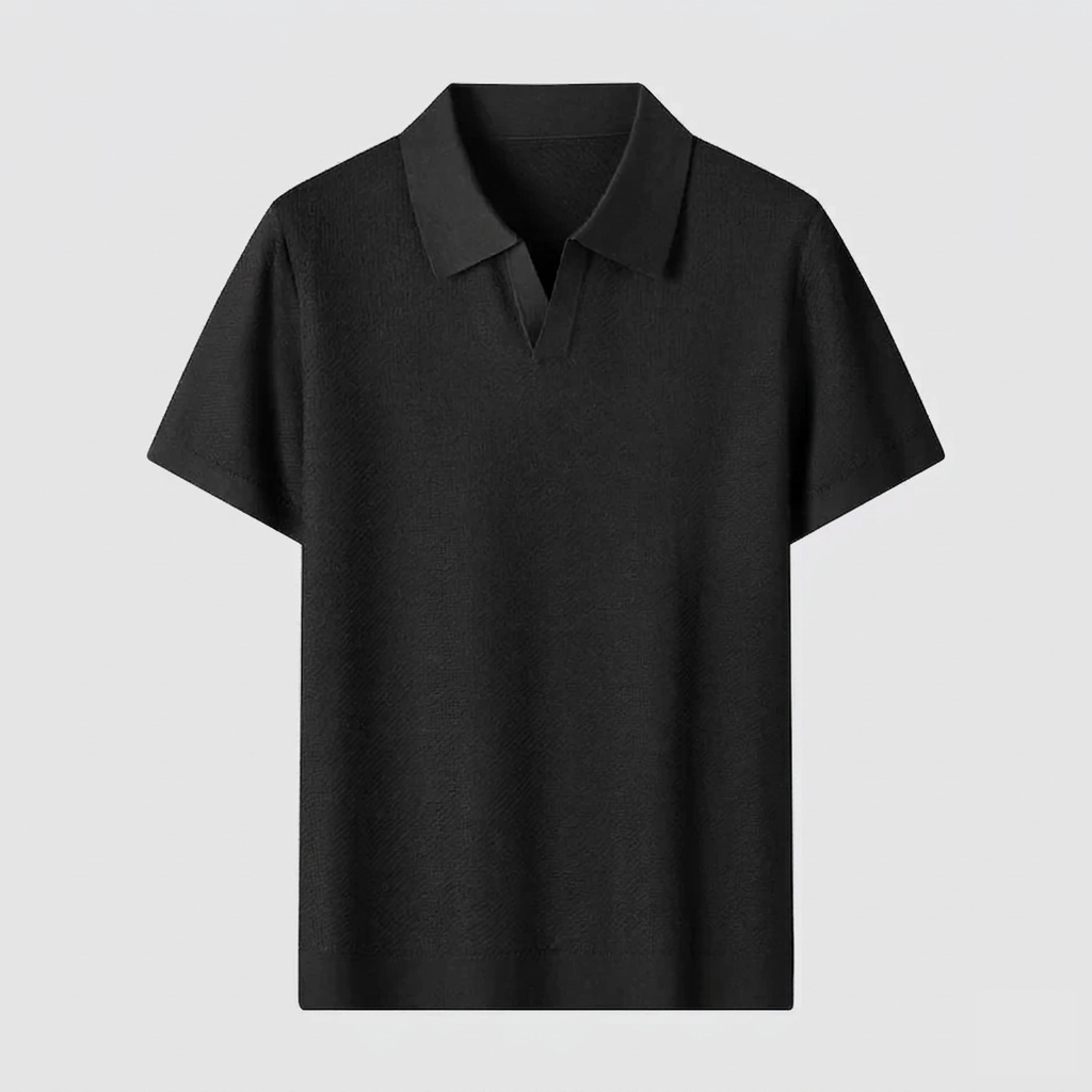 Chelsea Black Silk Blend Knit Polo