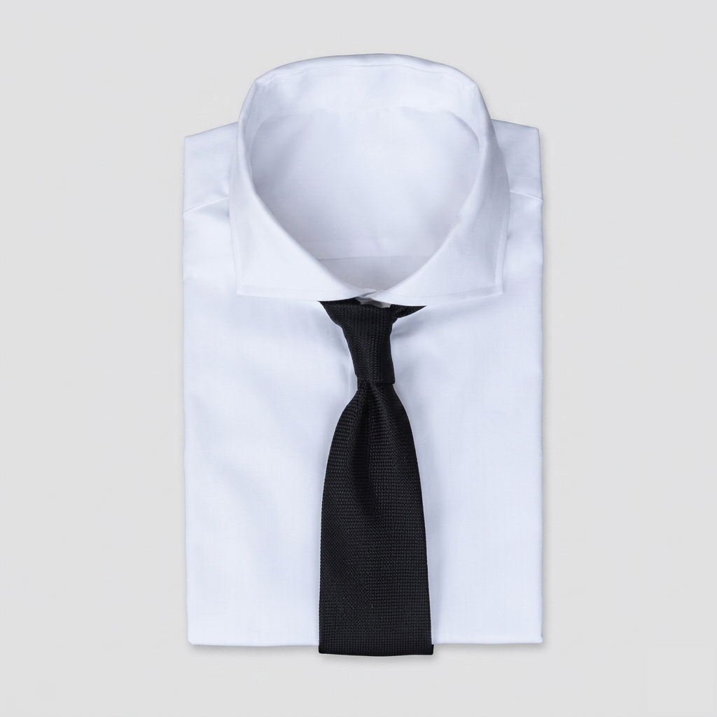 Solid black textured men's necktie
