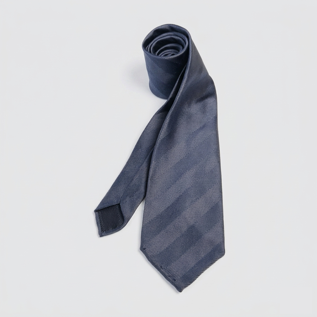 Steel blue men's necktie with diagonal stripes