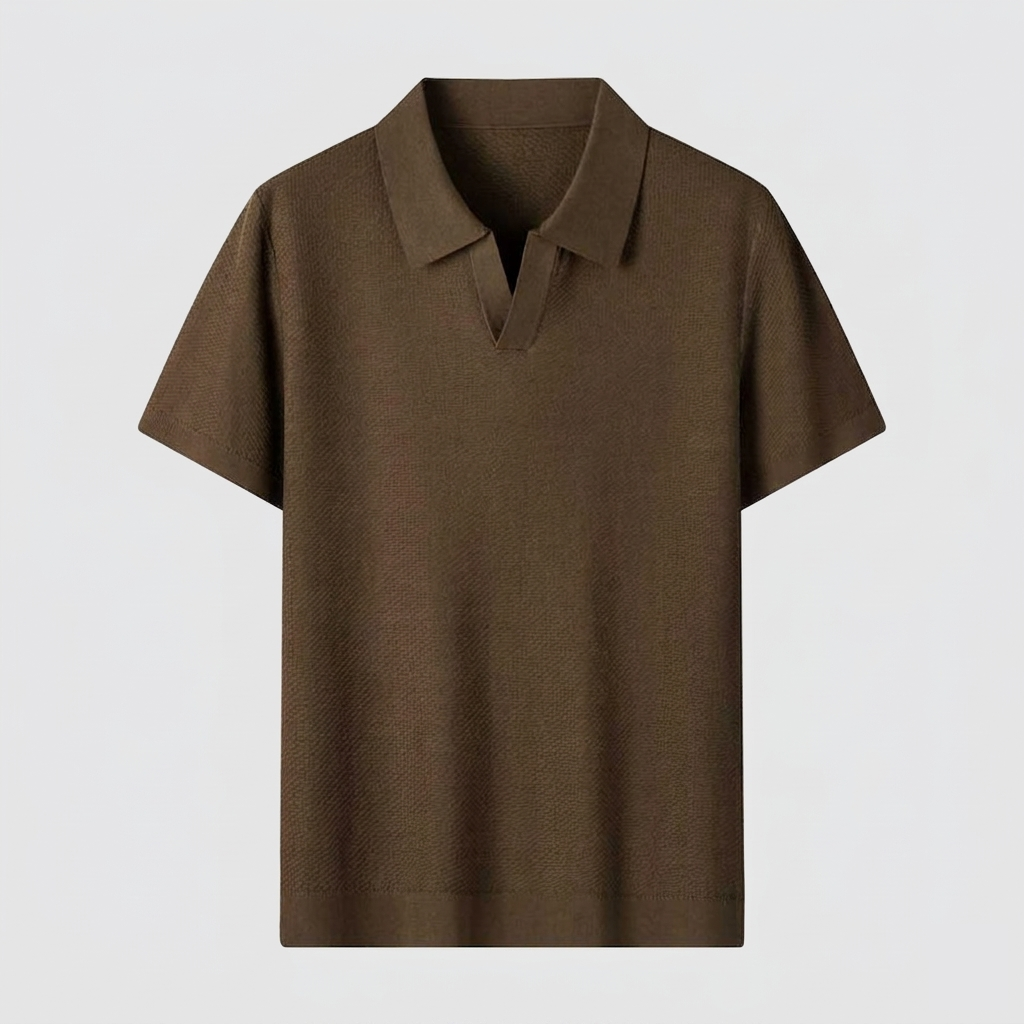 Chelsea Brown Silk Blend Knit Polo