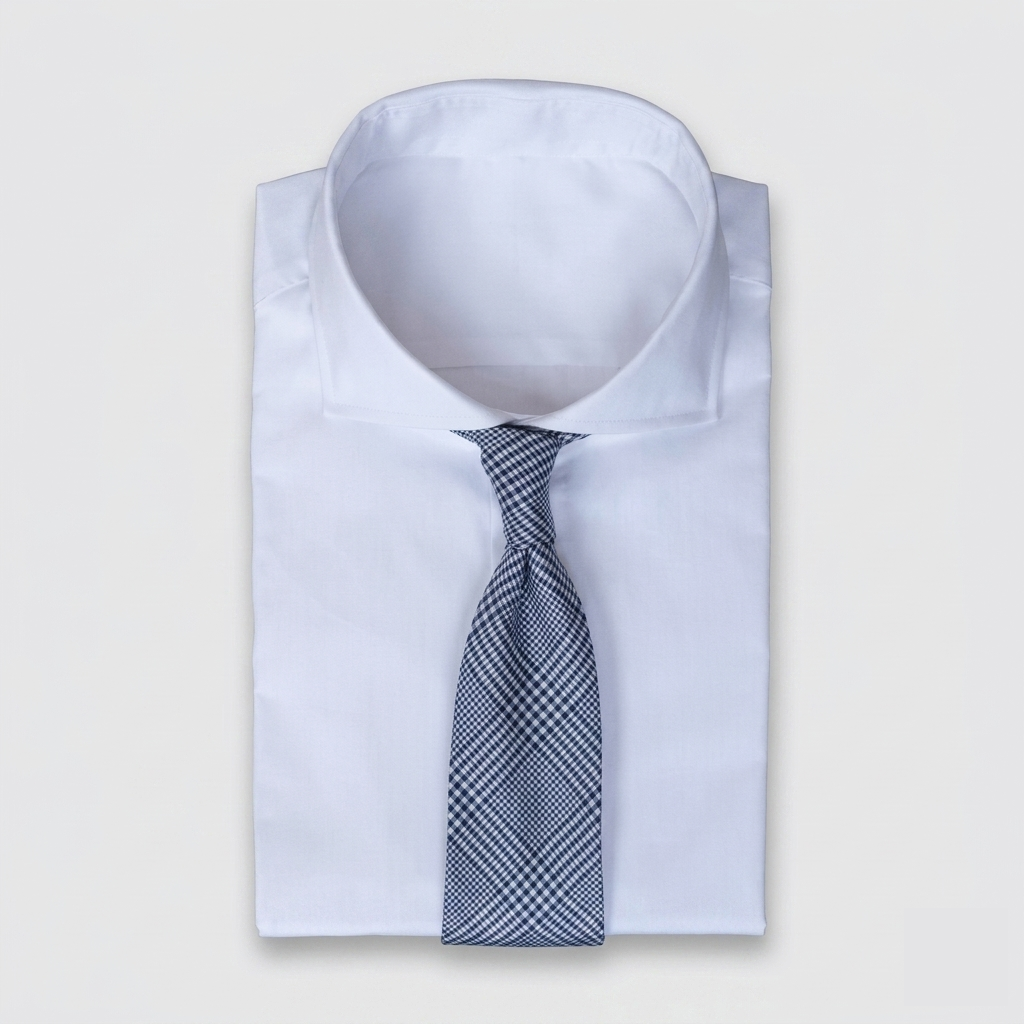 Navy blue & white glen plaid checkered men's necktie
