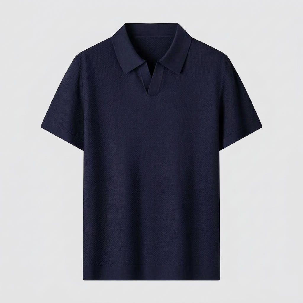 Chelsea Navy Silk Blend Knit Polo