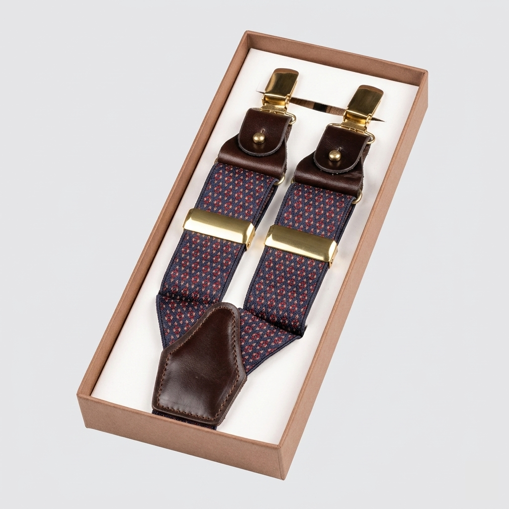 Regal Dot Burgundy Leather Suspenders