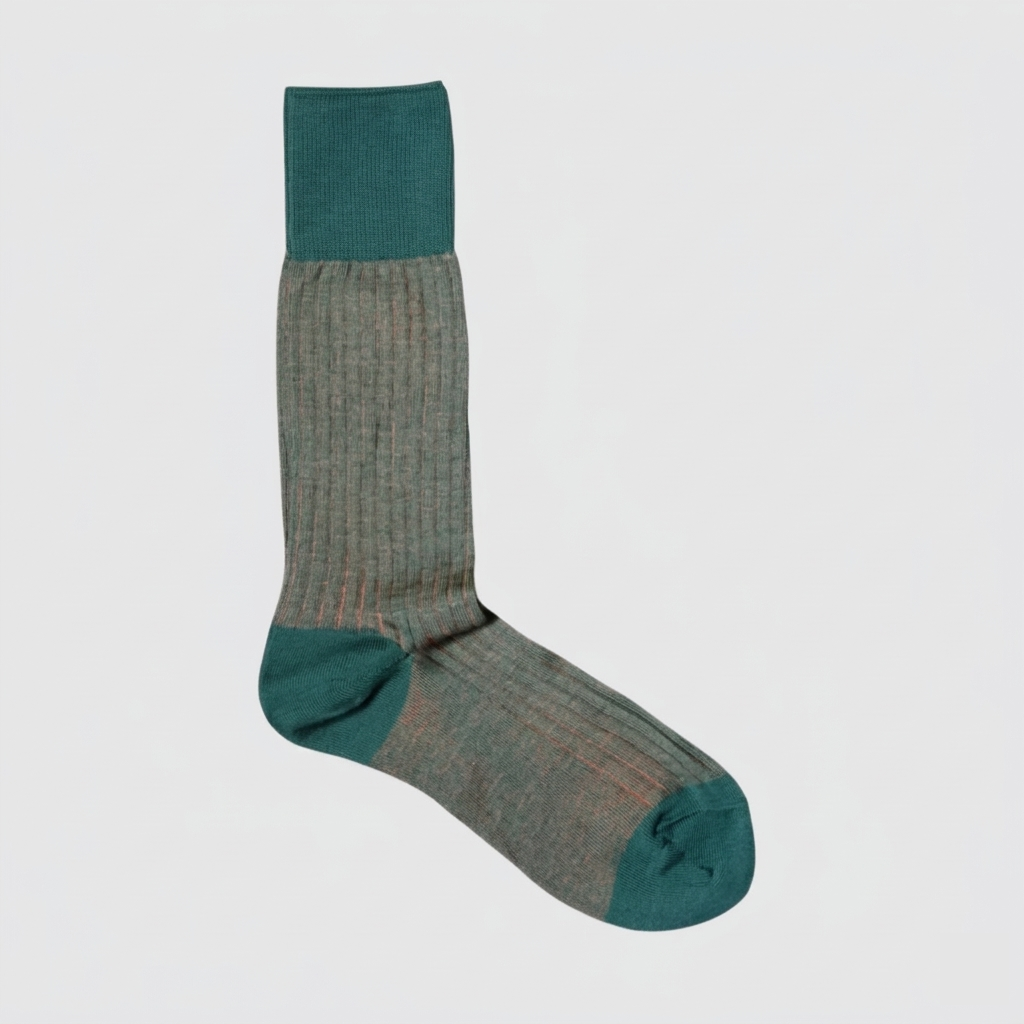 Olive gray & deep teal/forest green men's socks
