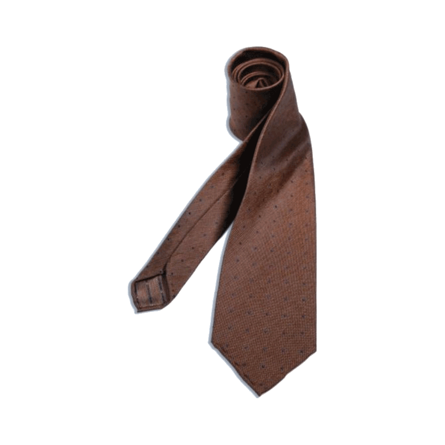 🎁 Tan men's necktie with dark navy pin dots (100% off)