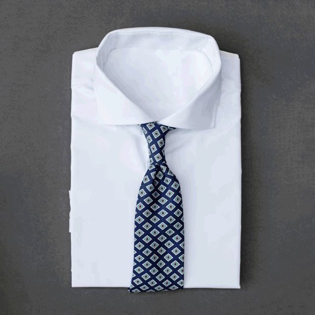 🎁 Navy blue men's necktie with diamond patterns in white & sage green (100% off)