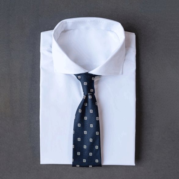 🎁 Navy blue men's necktie with square white patterns (100% off)
