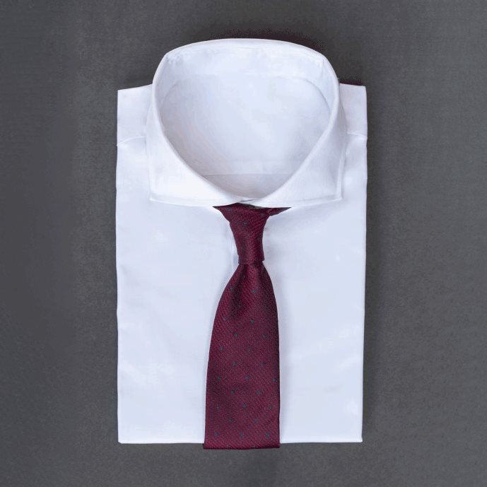 🎁 Deep burgundy men's necktie with subtle pin patterns in dark teal/navy blue (100% off)